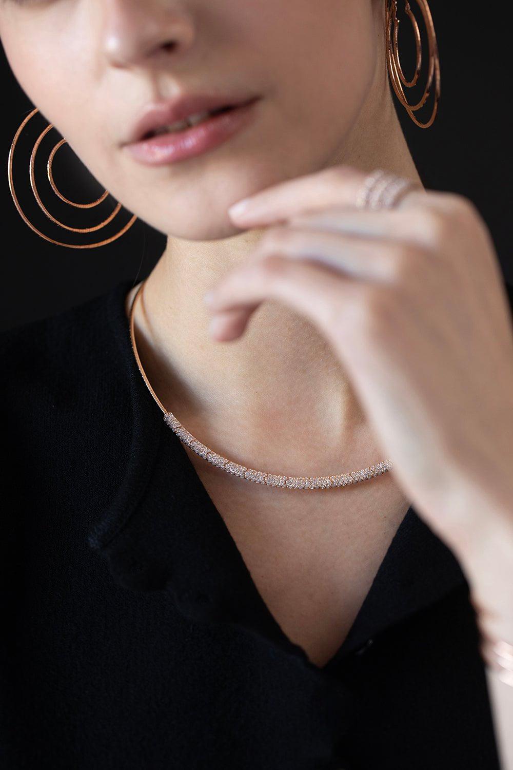 MATTIA CIELO-Rugiada Diamond Pave Collar-ROSE GOLD