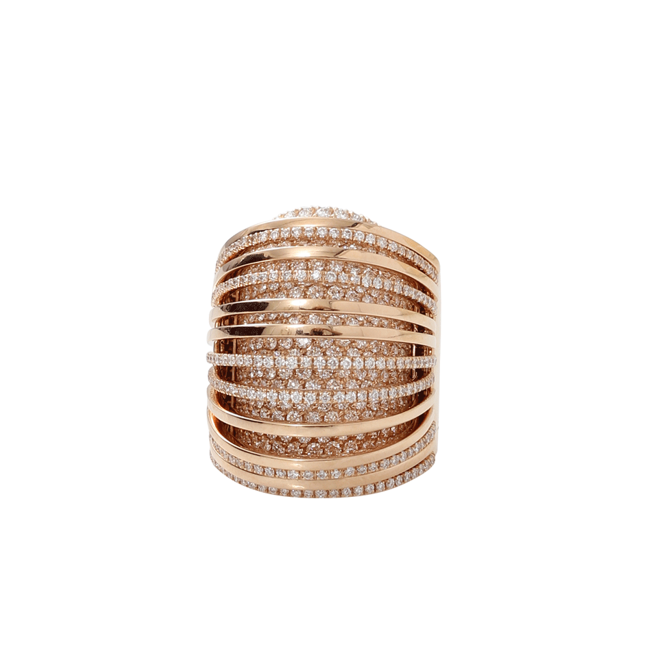 MATTIA CIELO-Large Pavone Diamond Pave Ring-ROSE GOLD