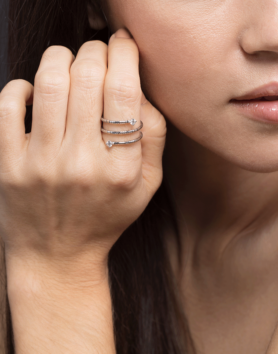 MATTIA CIELO-Rugiada Diamond End Three Wrap Ring-WHITE GOLD