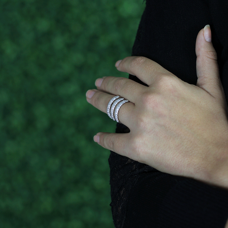 MATTIA CIELO-Rugiada Three-Circle Wrap Ring-WHITE GOLD