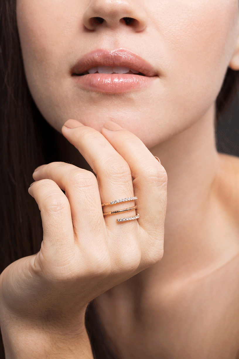 MATTIA CIELO-Rugiada 3 Wrap Diamond Pave Ring-WHITE GOLD