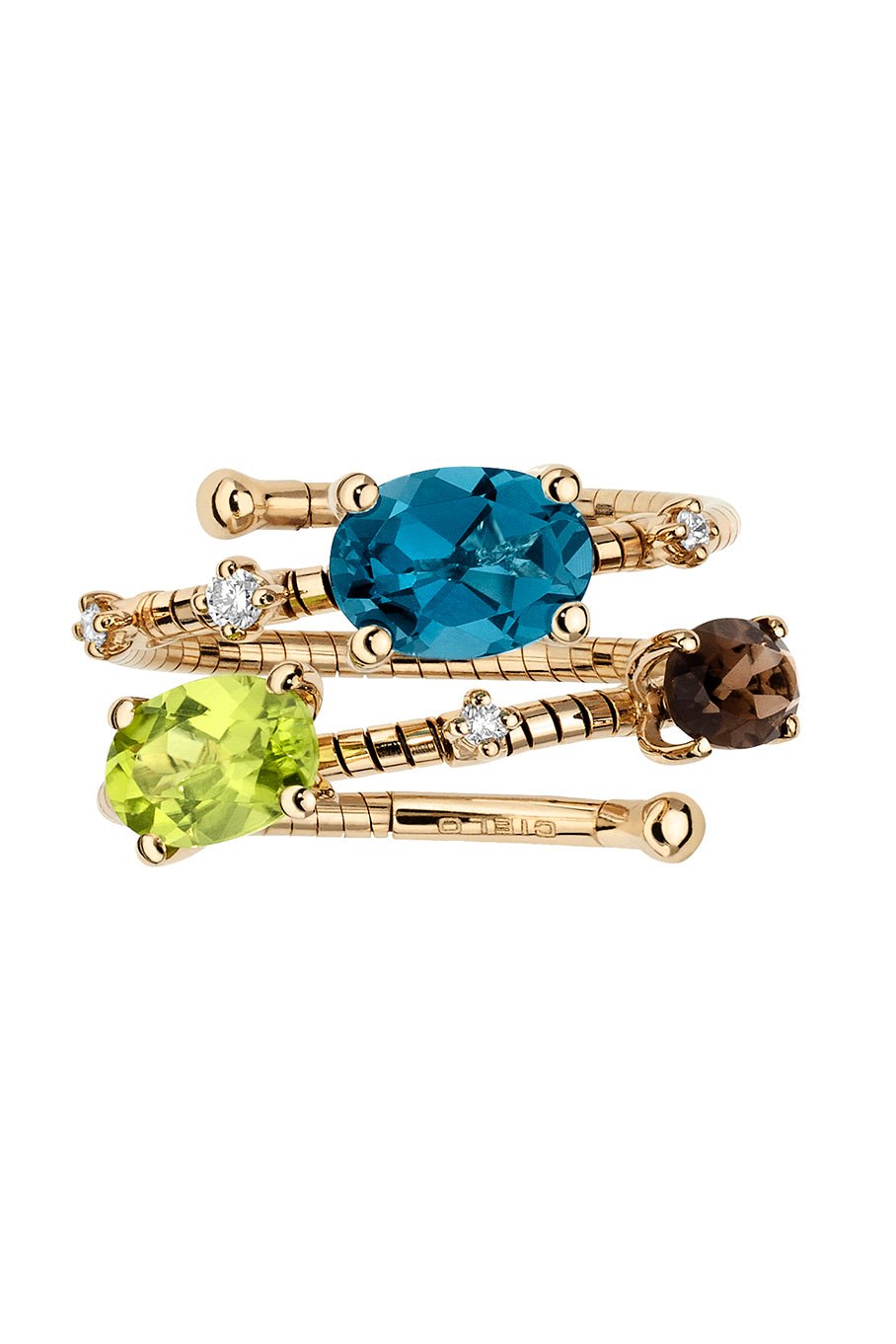 MATTIA CIELO-Rainbow Rugiada 2 Wrap Ring-YELLOW GOLD