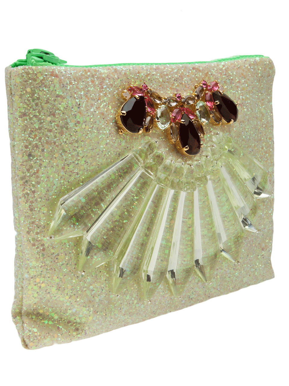 MAWI-Glitter Clutch with Crystals-CITRON