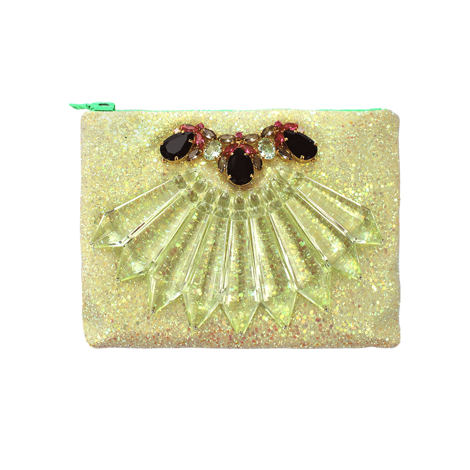 MAWI-Glitter Clutch with Crystals-CITRON