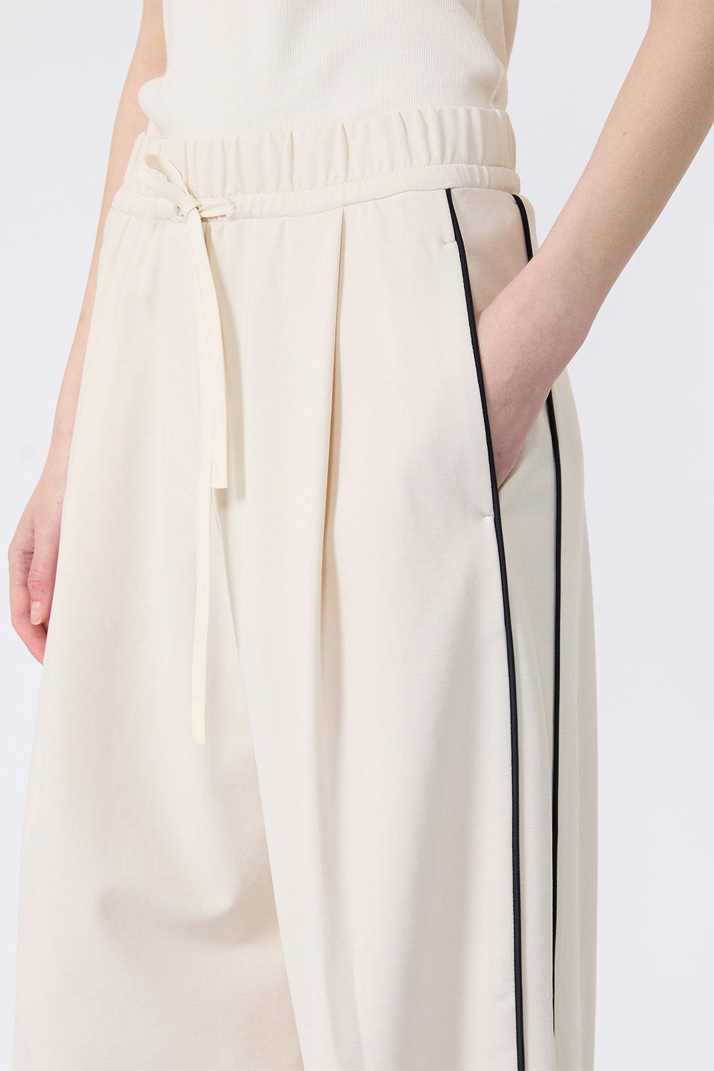 Tie Waist Trouser-CREAM-XS-CLOTHINGPANTWIDE LEG-MAX MARA