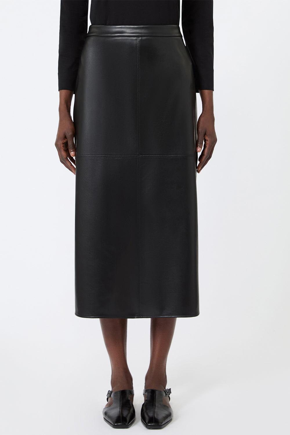 Faux Leather Skirt-BLACK-XS-CLOTHINGSKIRTMIDI-MAX MARA