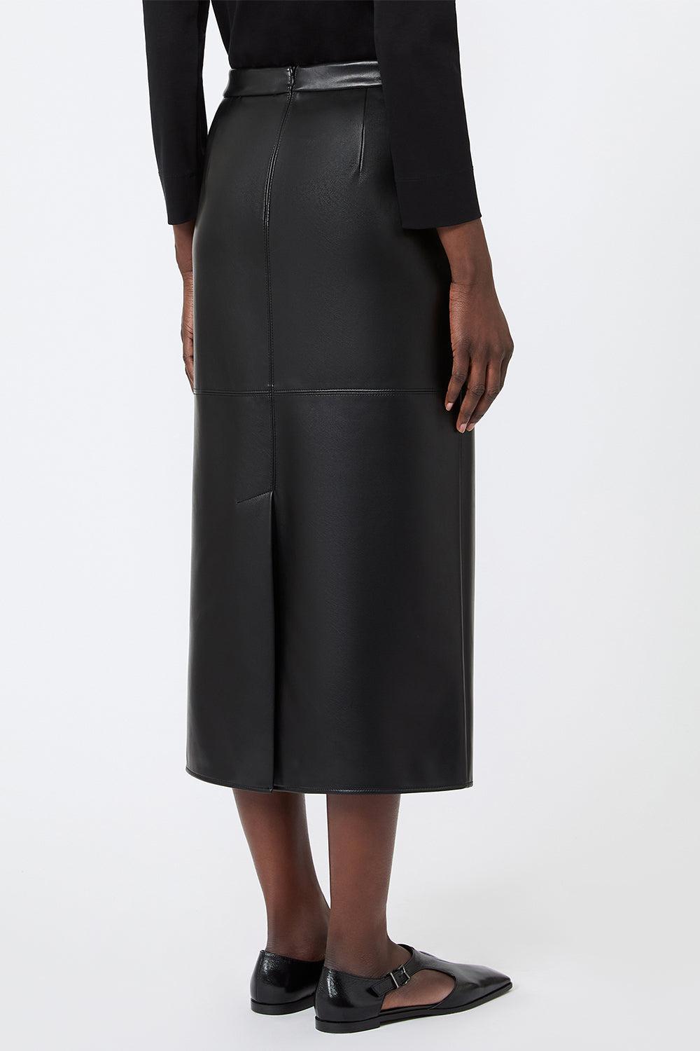 Faux Leather Skirt-BLACK-XS-CLOTHINGSKIRTMIDI-MAX MARA