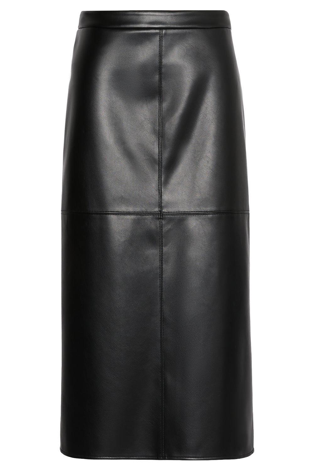 Faux Leather Skirt-BLACK-XS-CLOTHINGSKIRTMIDI-MAX MARA