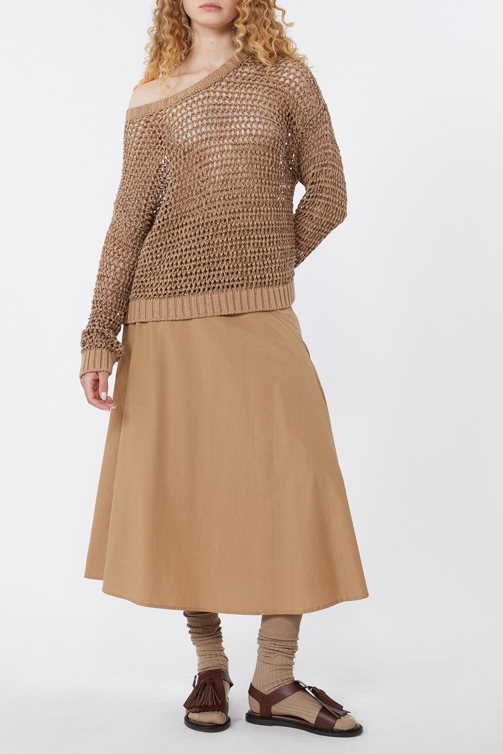 Zattera Skirt-BROWN-2-CLOTHINGSKIRTMIDI-MAX MARA