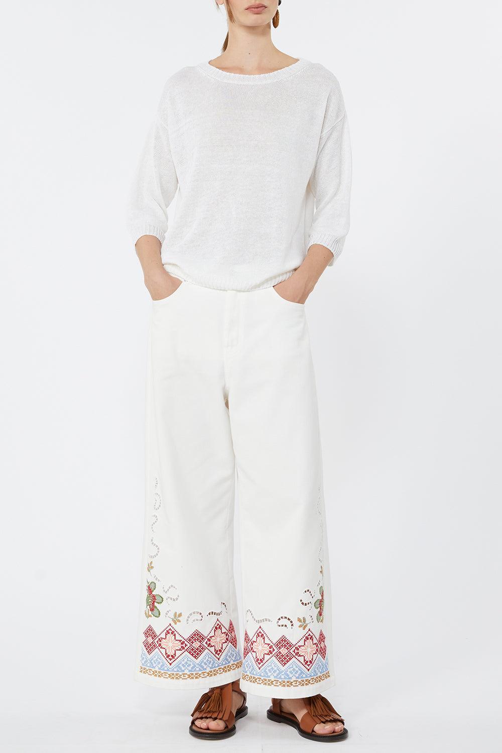 Cannone Sweater-WHITE-XS-CLOTHINGTOPSWEATER-MAX MARA
