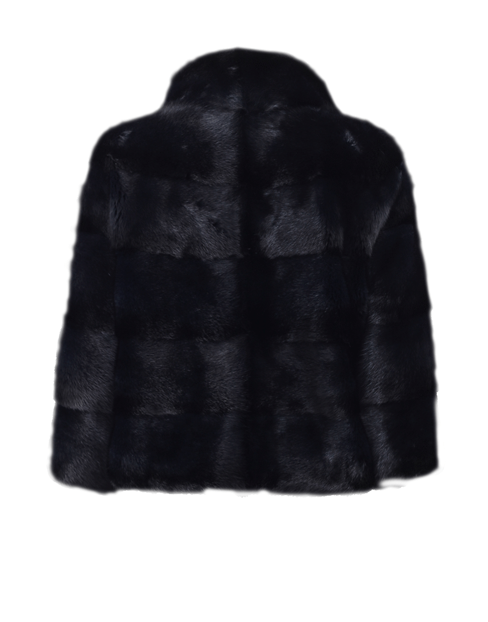 MAX & MOI-Crazy Short Mink Coat-NAVY