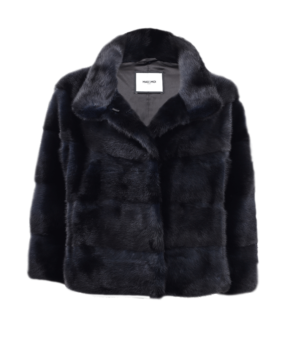 MAX & MOI-Crazy Short Mink Coat-NAVY