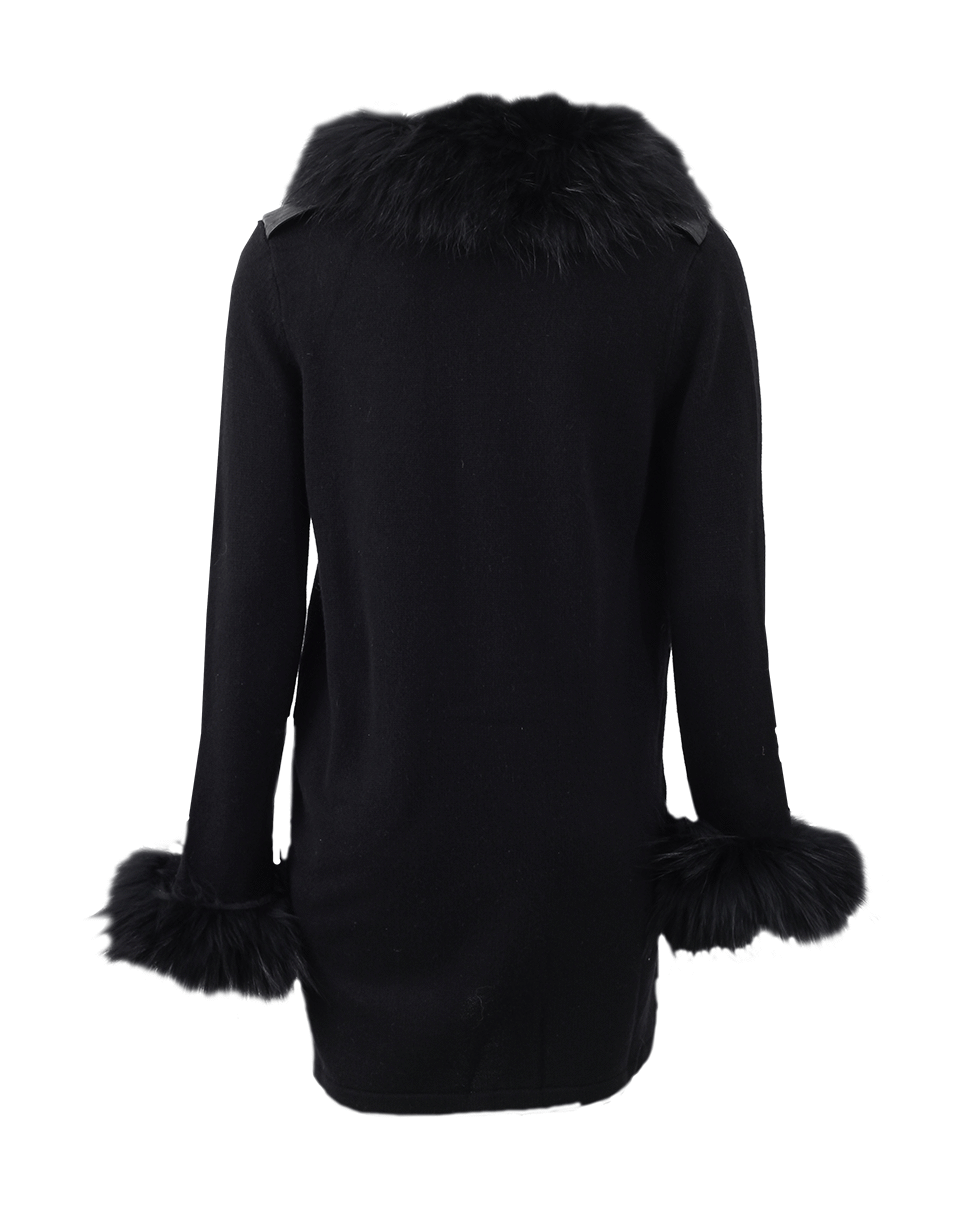 MAX & MOI-Zip Coat With Raccoon Trim-