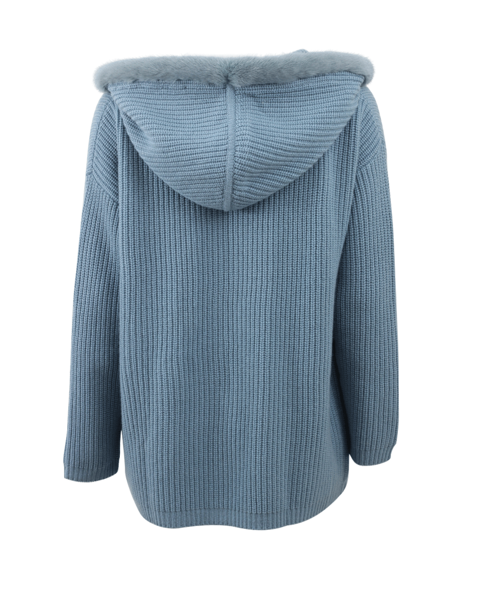 MAX & MOI-Hooded Zip Fur Cardigan-