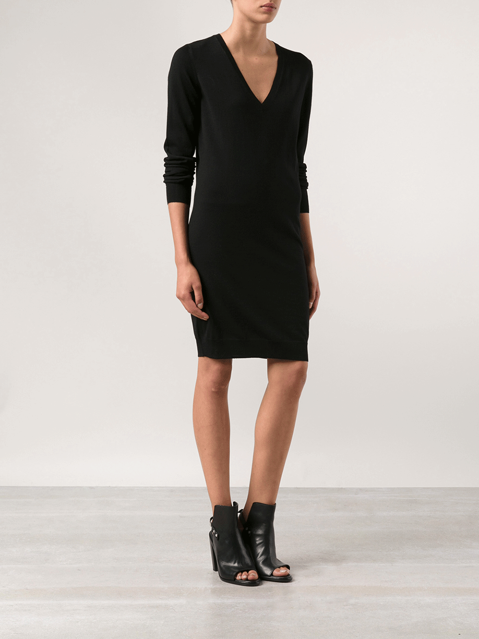 McQ by Alexander McQueen-Zip V-Neck Sweater Dress-