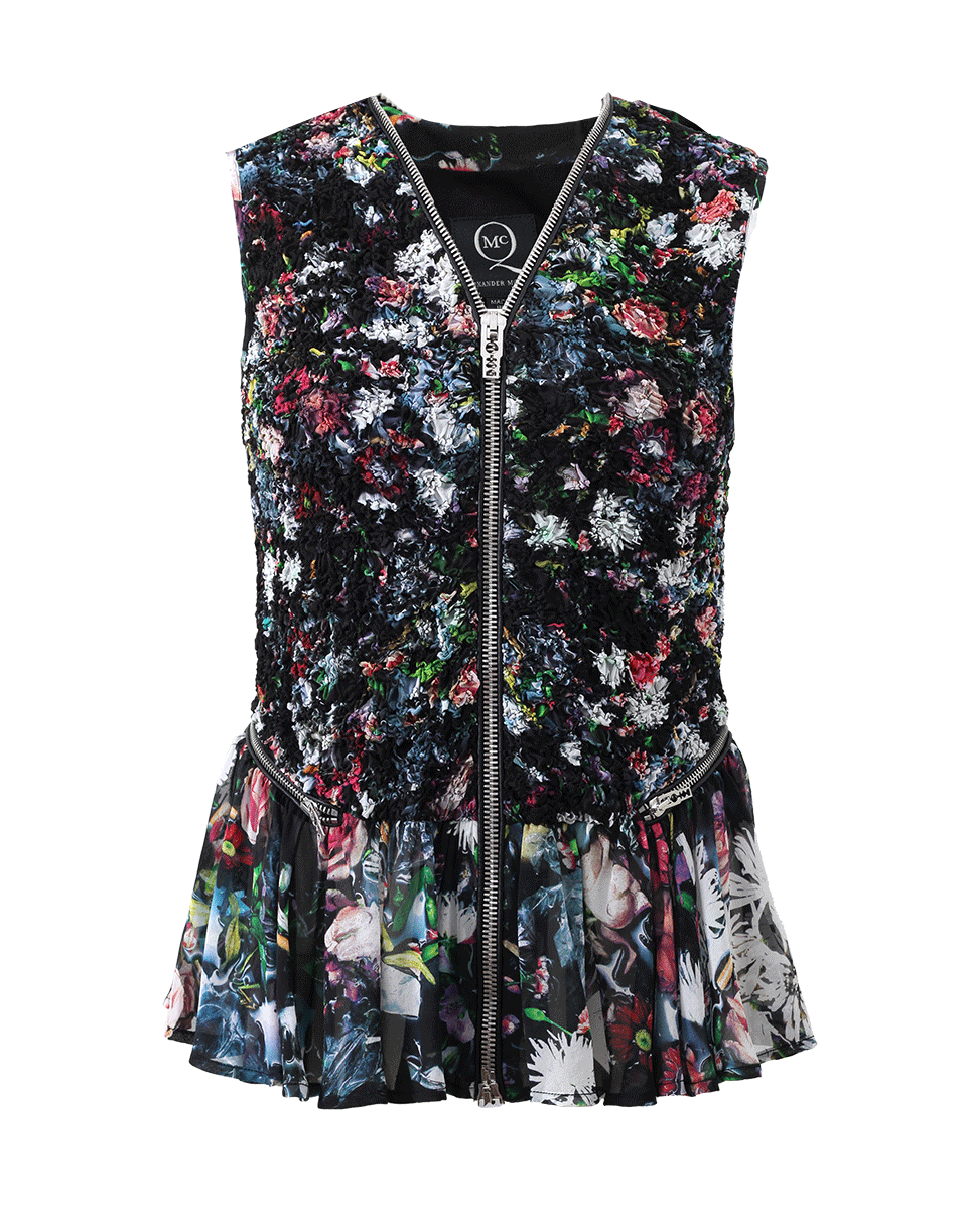 McQ by Alexander McQueen-Smocked Peplum Top-