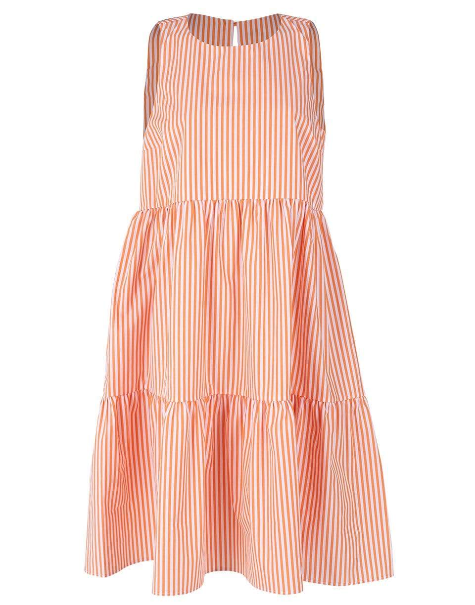 MDS STRIPES-Orange and White Sleeveless Peasant Dress-