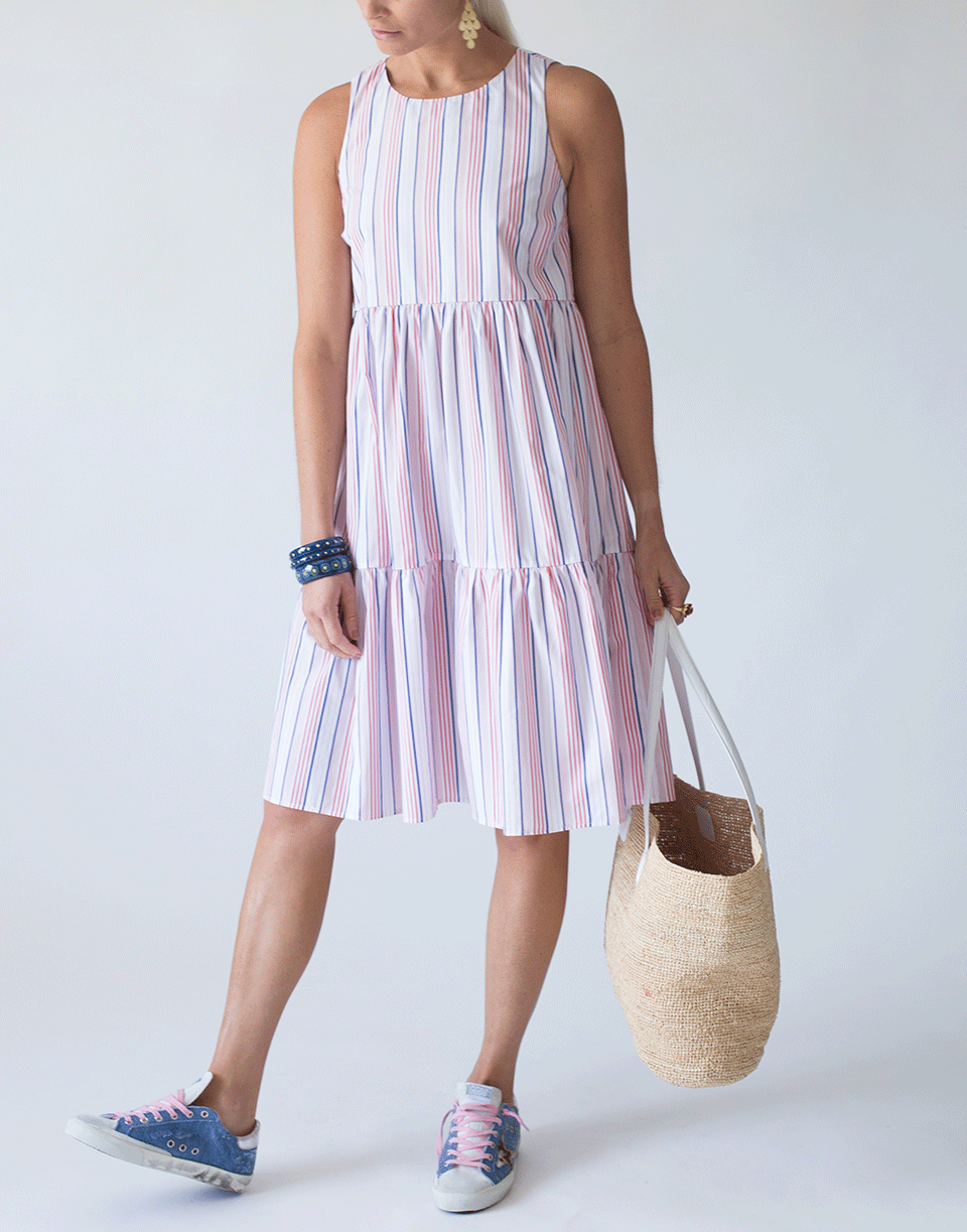 MDS STRIPES-Strapless Striped Dress-