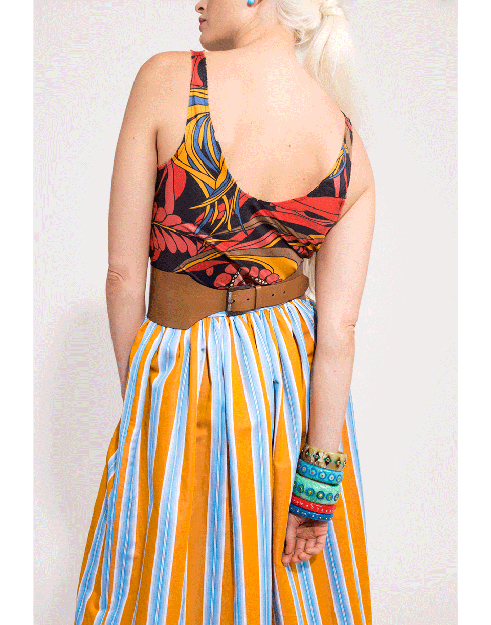MDS STRIPES-Button Front Skirt-