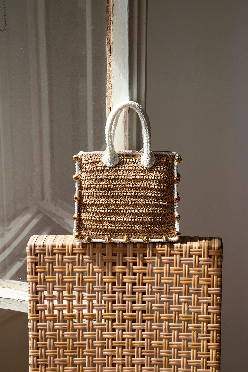 MEHRY MU-Terra Mini Tote Bag-NAT/WHT