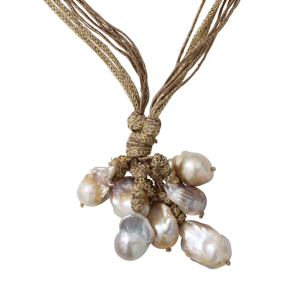 MELA-Seven-Strand Baroque Pearl Necklace-GOLD