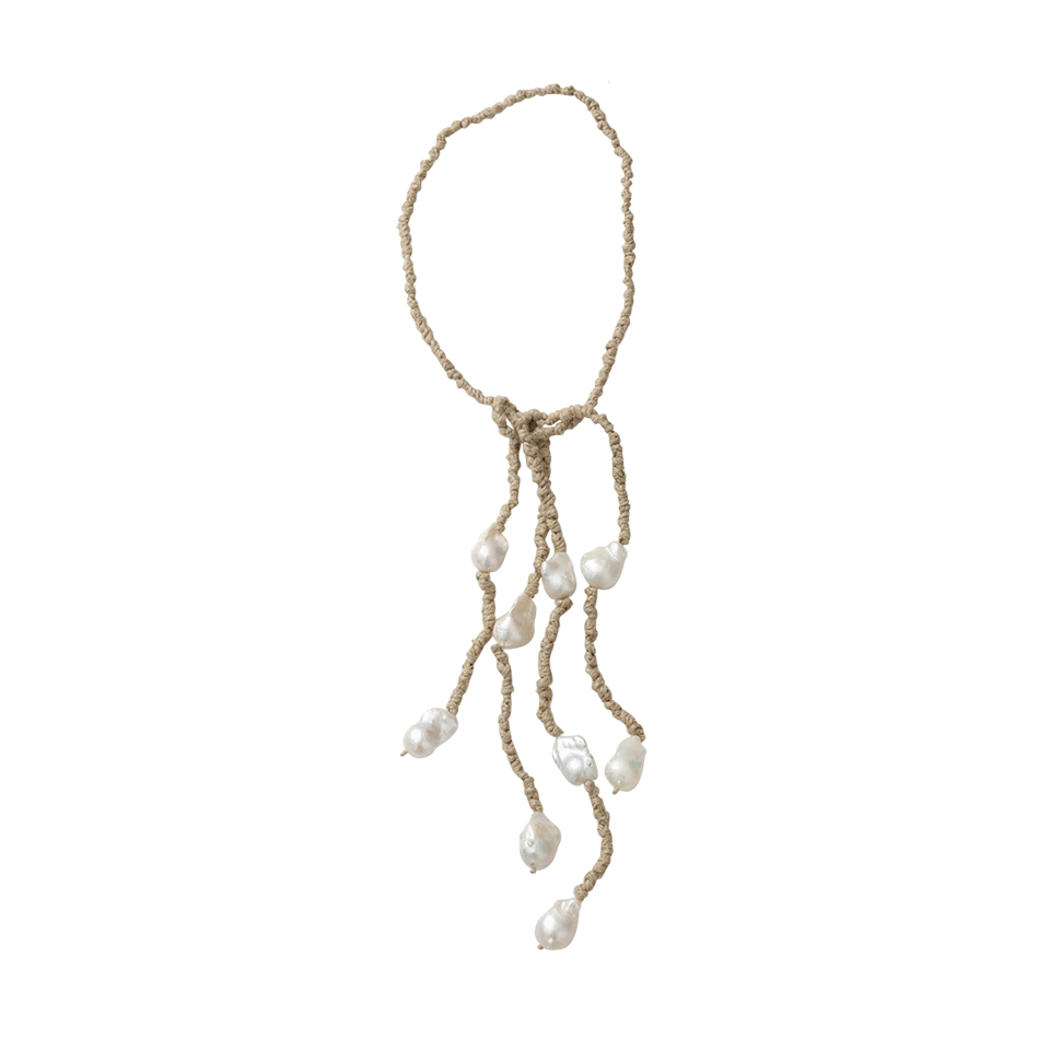 MELA-Macrame Pearl Lariat Necklace-ROPE