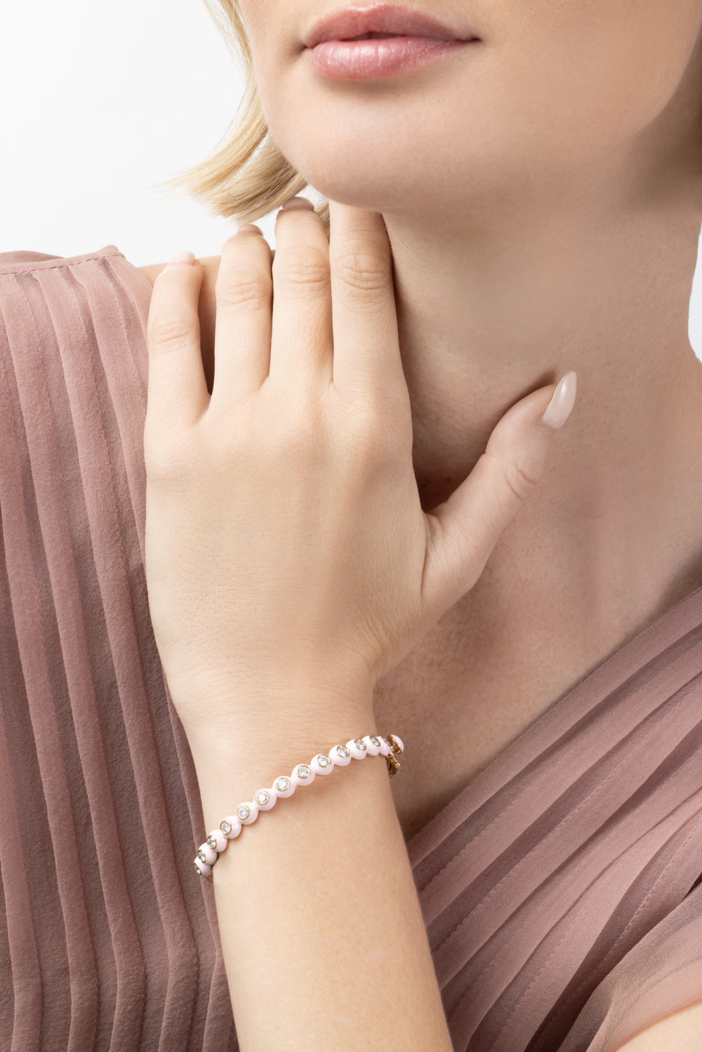 Diamond Pastel Pink Audrey Hinge Bracelet-ROSE GOLD-JEWELRYFINE JEWELBRACELET O-MELISSA KAYE