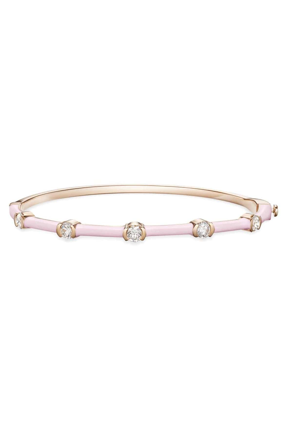 MELISSA KAYE-Pastel Pink Enamel Zea Cuff-ROSE GOLD