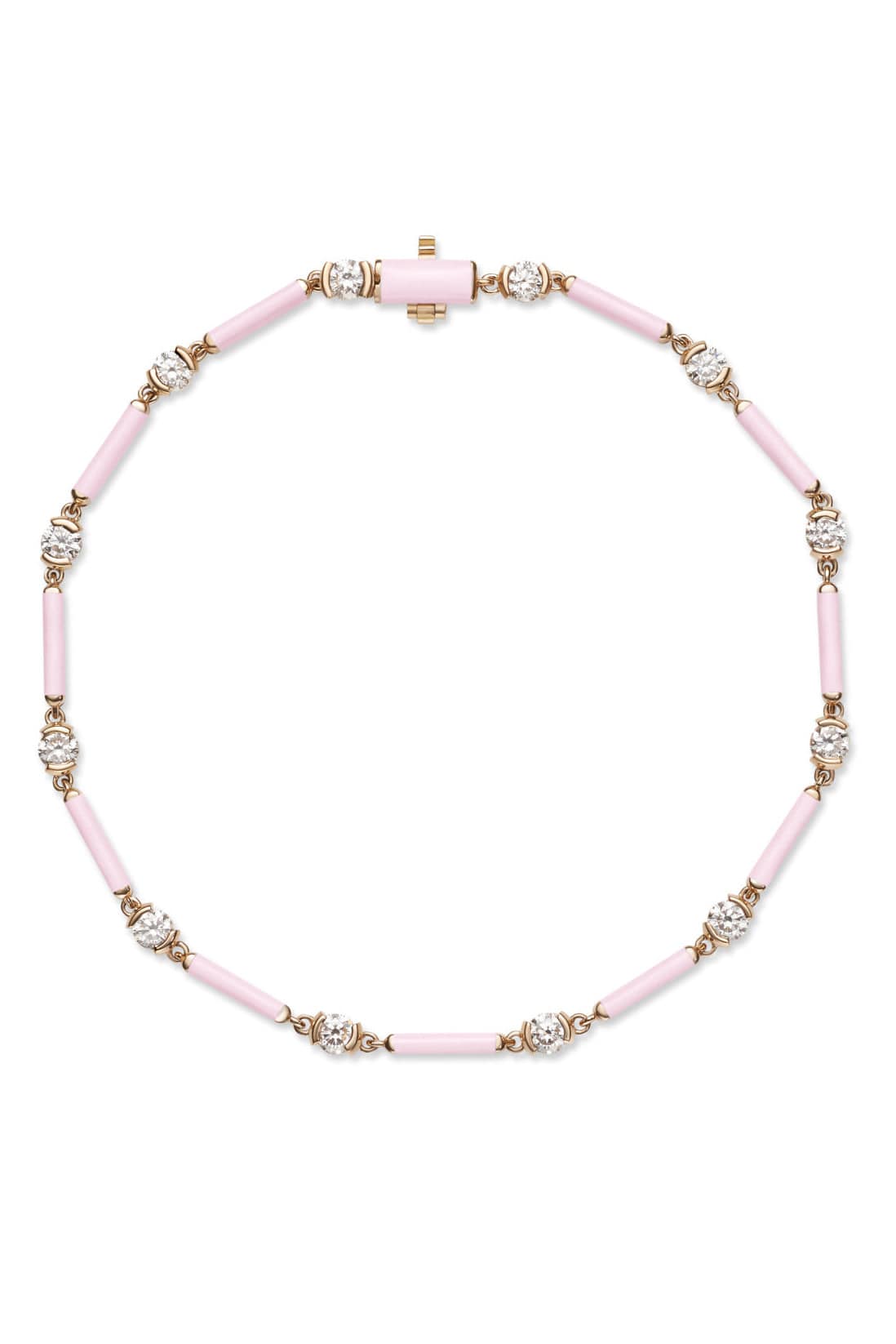 MELISSA KAYE-Pastel Pink Zea Linked Bracelet-ROSE GOLD