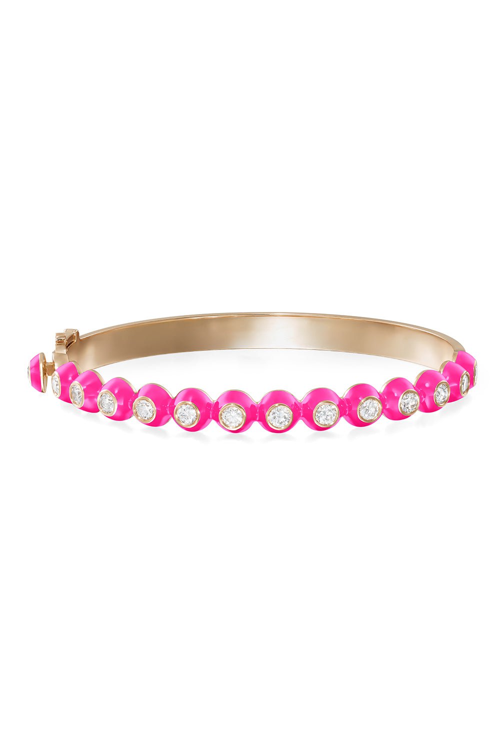 MELISSA KAYE-Neon Pink Audrey Hinged Bangle Bracelet-ROSE GOLD