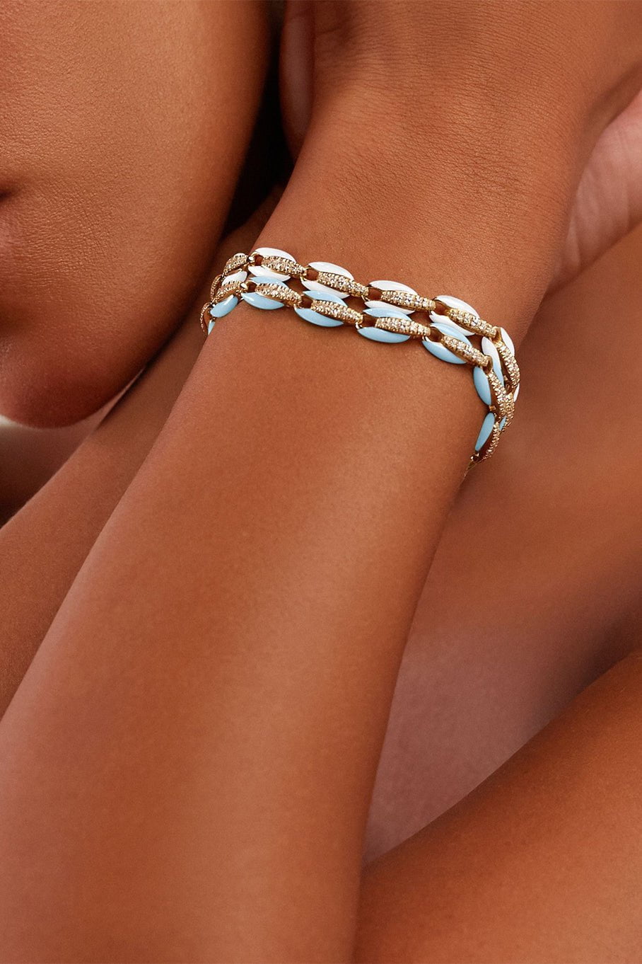 MELISSA KAYE-Ada Bracelet - Pastel Blue-YELLOW GOLD