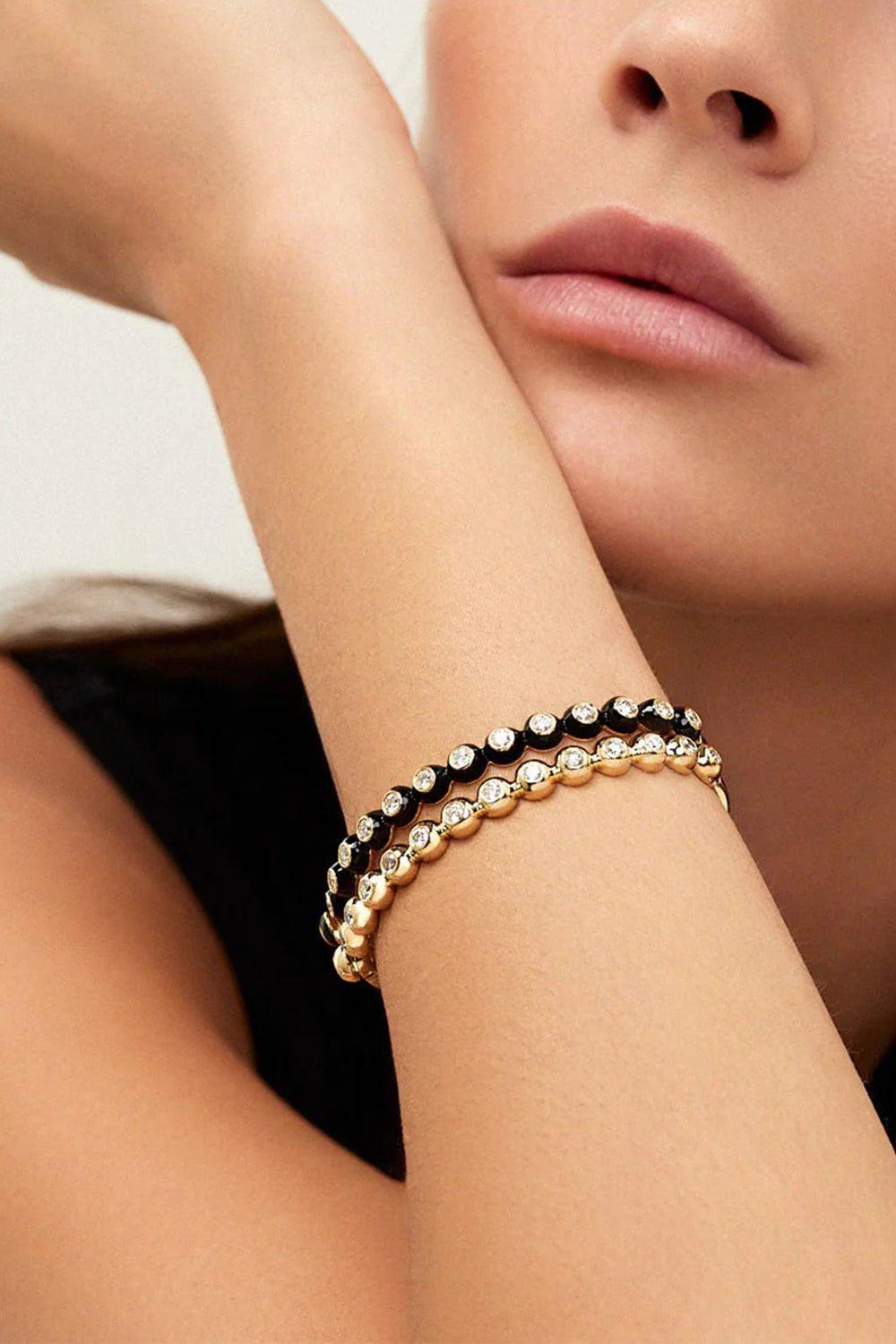 MELISSA KAYE-Audrey Diamond Hinged Bangle Bracelet-YELLOW GOLD