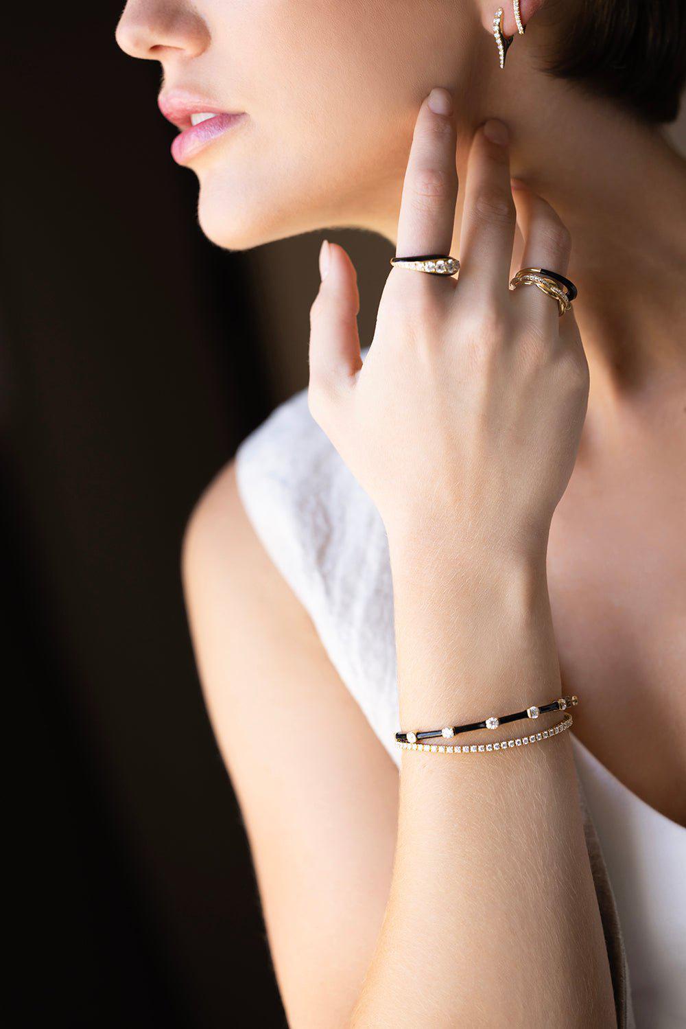 MELISSA KAYE-Black Zea Cuff-YELLOW GOLD
