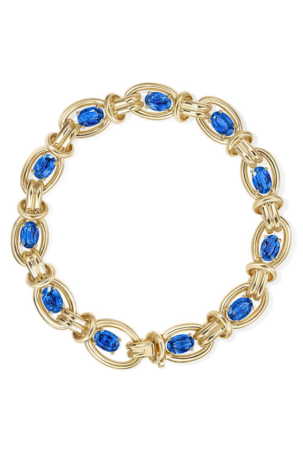  Blue Sapphire Rocky Bracelet-YELLOW GOLD-JEWELRYFINE JEWELBRACELET O-MELISSA KAYE 