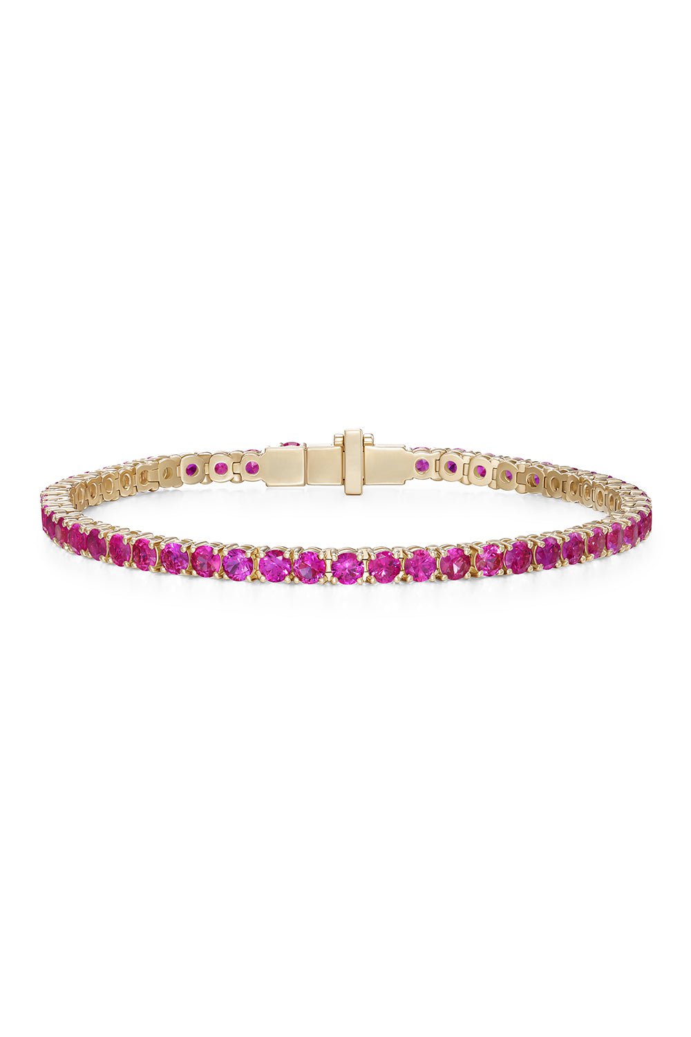 MELISSA KAYE-Lenox Pink Sapphire Tennis Bracelet-YELLOW GOLD