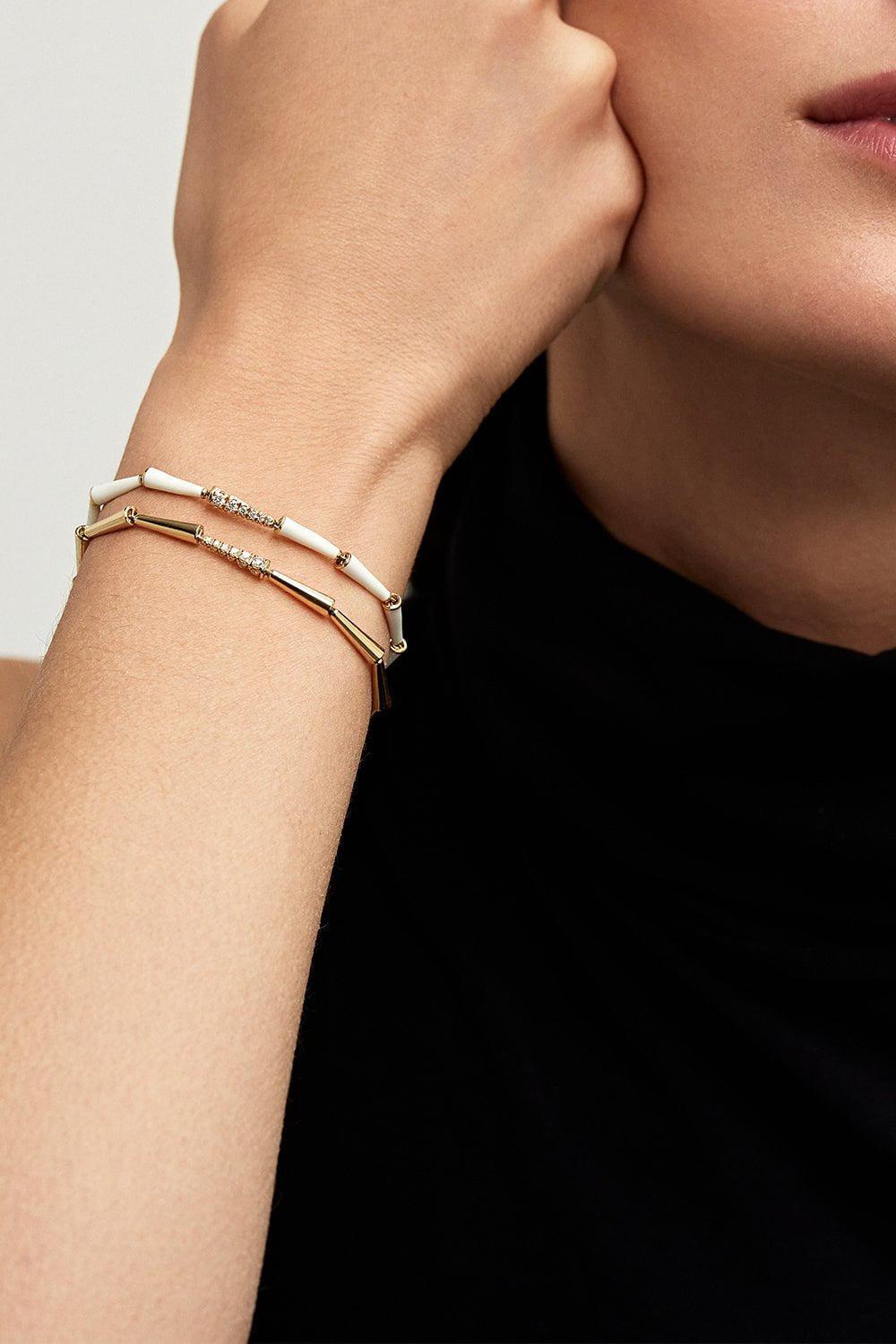 MELISSA KAYE-Lola Linked Bracelet-YELLOW GOLD