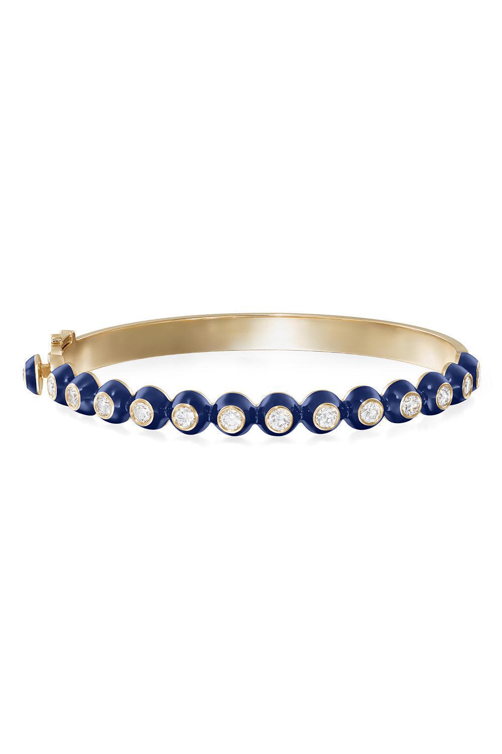 Navy Audrey Hinged Bangle bracelet-YELLOW GOLD-JEWELRYFINE JEWELBRACELET O-MELISSA KAYE