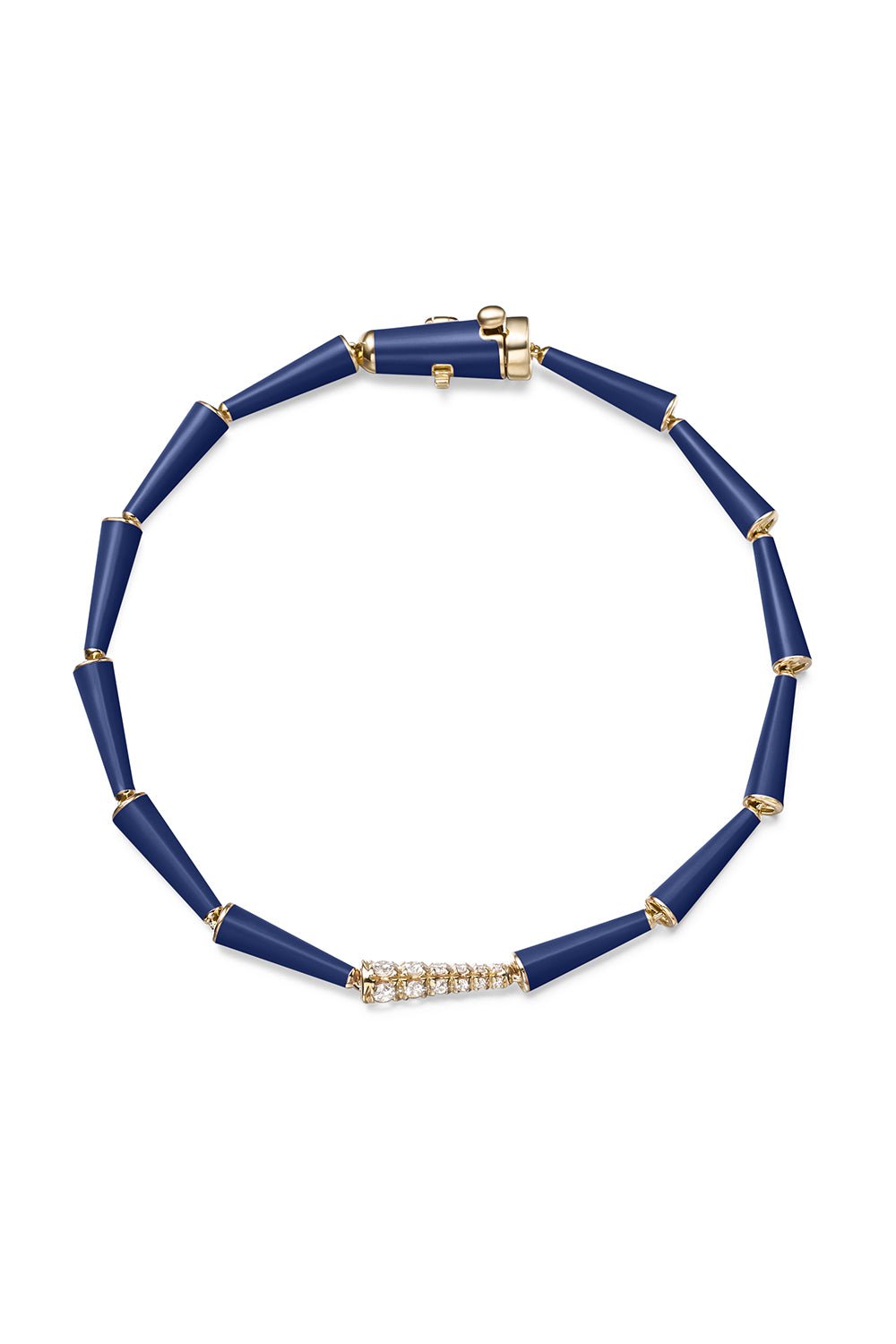 MELISSA KAYE-Navy Lola Linked Bracelet-YELLOW GOLD