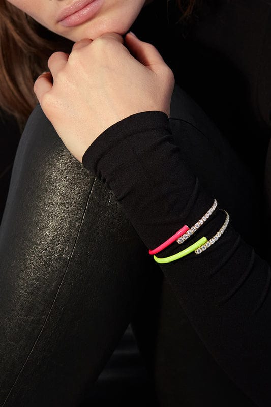 MELISSA KAYE-Neon Pink Enamel Lola Cuff-YELLOW GOLD