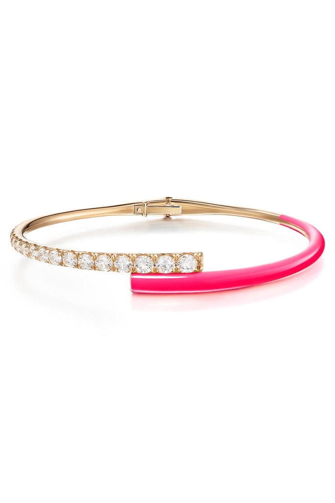 MELISSA KAYE-Neon Pink Enamel Lola Cuff-YELLOW GOLD