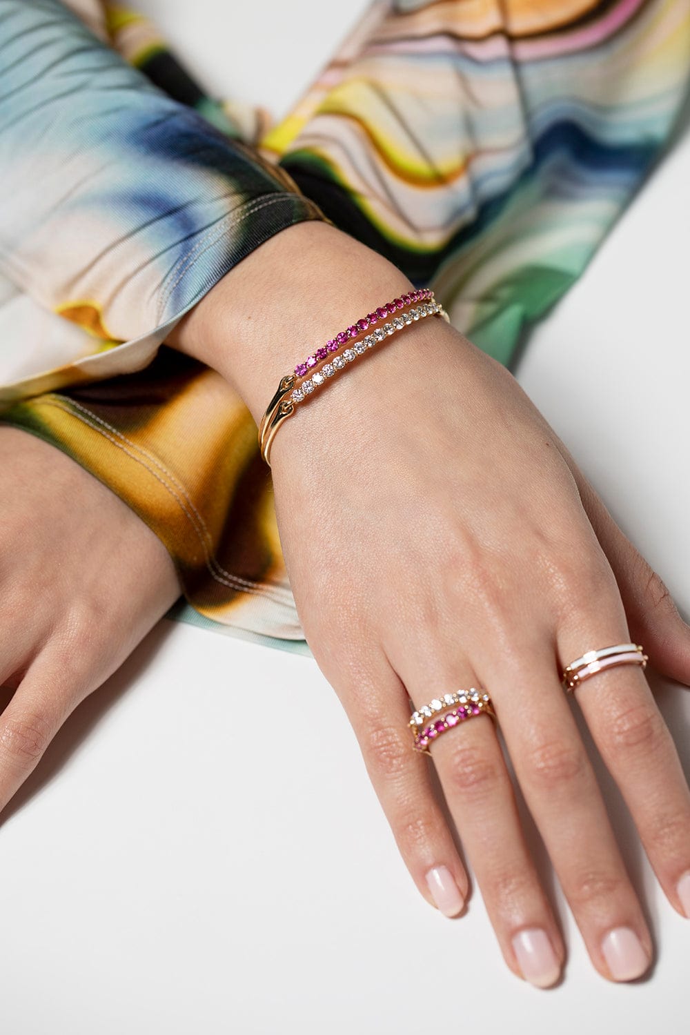 MELISSA KAYE-Pink Sapphire Lenox Bracelet-YELLOW GOLD