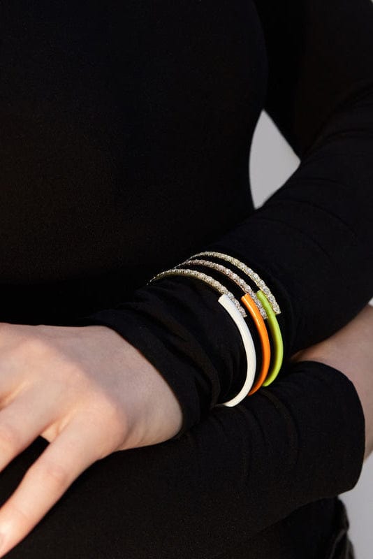 MELISSA KAYE-White Enamel Lola Cuff-YELLOW GOLD