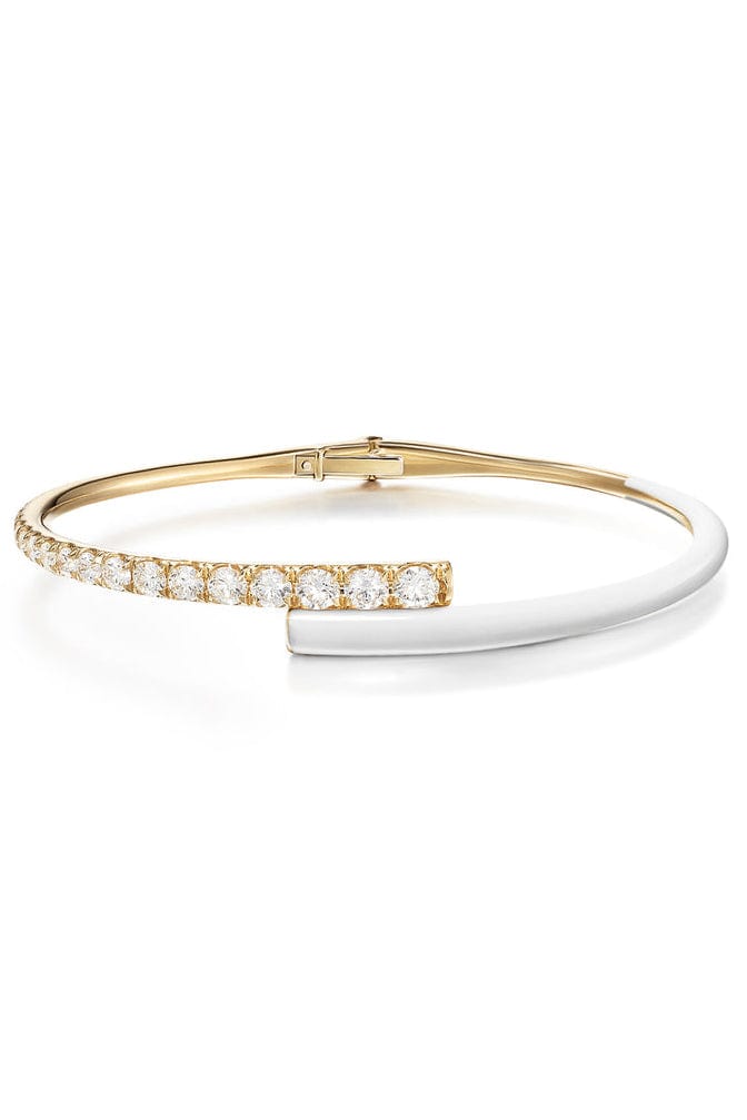 MELISSA KAYE-White Enamel Lola Cuff-YELLOW GOLD
