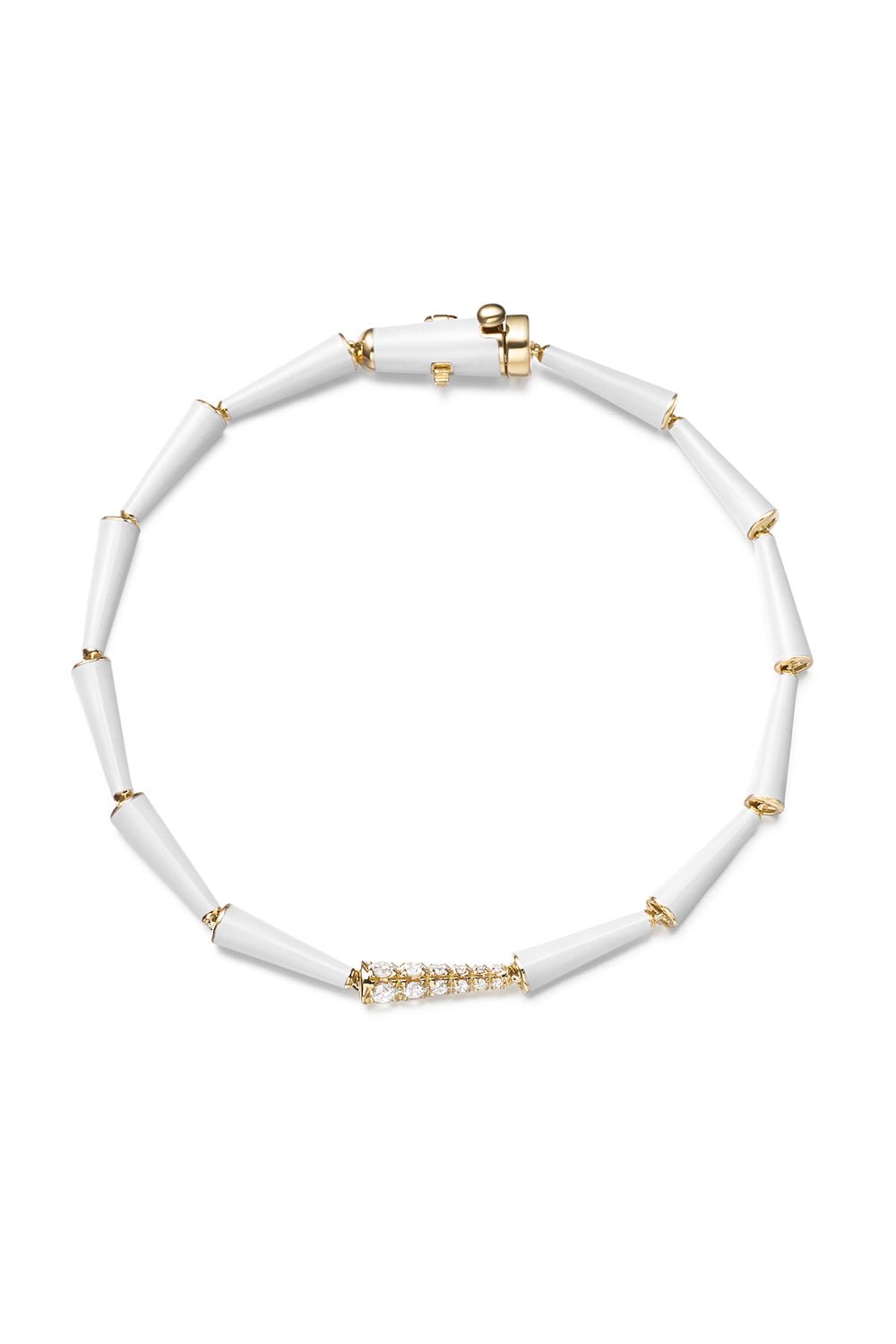 MELISSA KAYE-White Lola Linked Bracelet-YELLOW GOLD