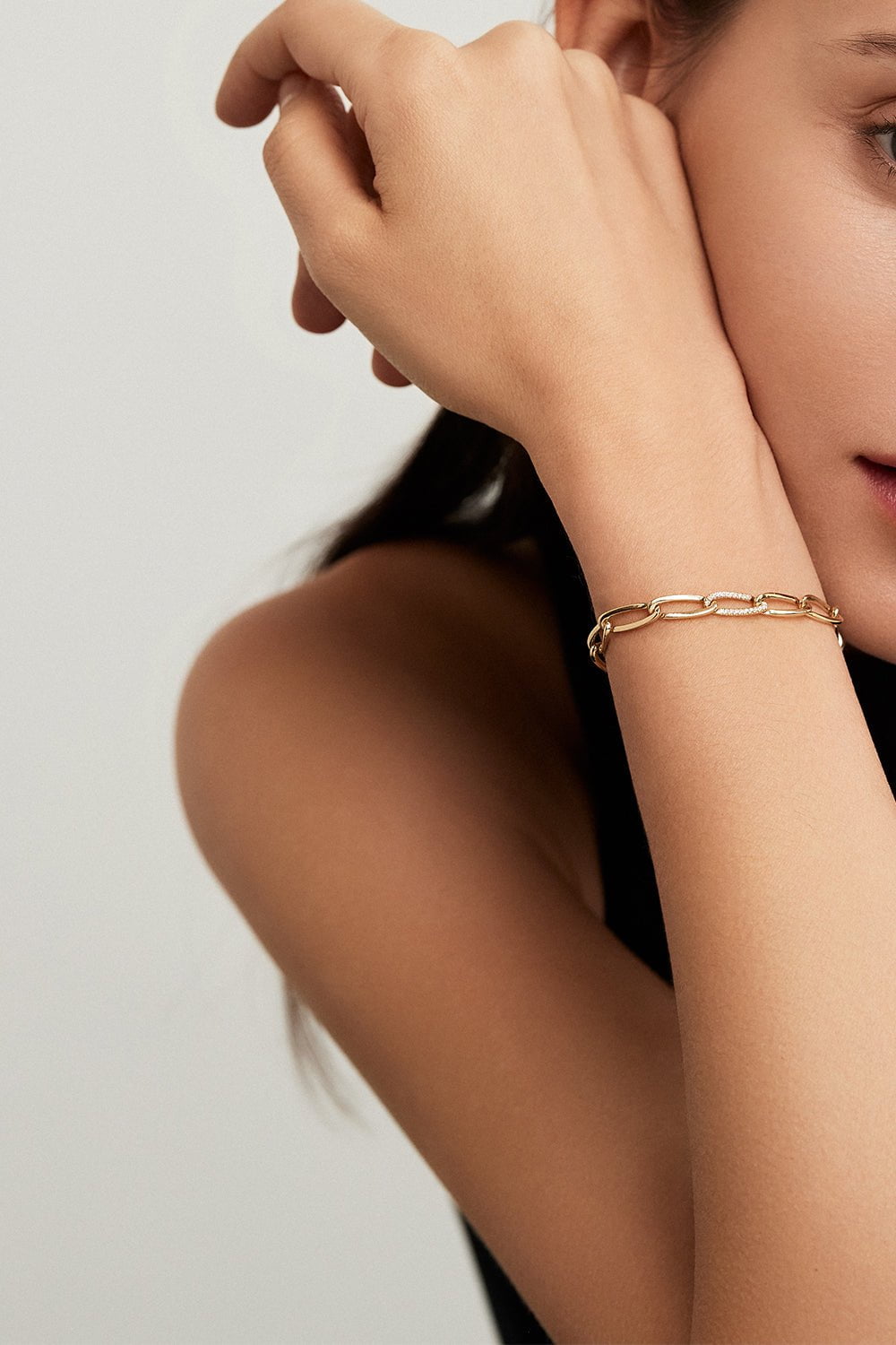 MELISSA KAYE-Small Lulu Diamond Link Bracelet-YELLOW GOLD