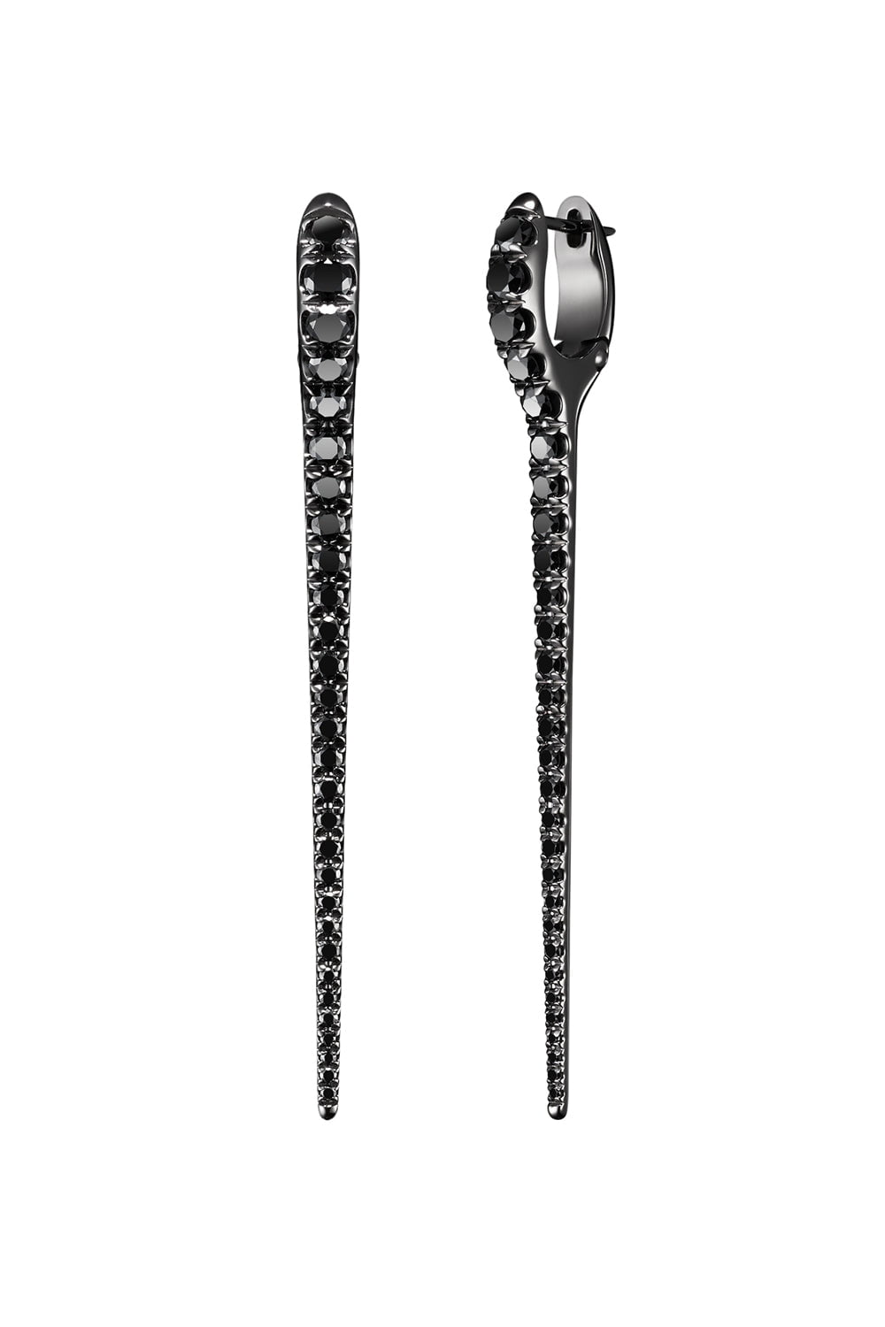 MELISSA KAYE-Large Black Diamond Lola Needle Earrings-BLACK GOLD