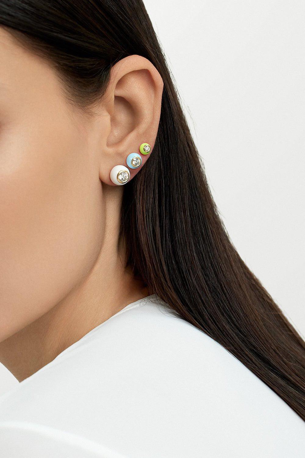 MELISSA KAYE-Medium Neon Pink Audrey Stud Earrings-ROSE GOLD