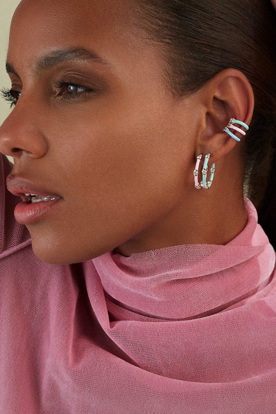MELISSA KAYE-Marissa Pink Small Zea Hoops-