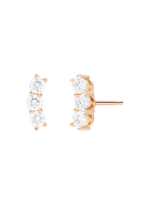 MELISSA KAYE-Mini Aria Triplet Stud Earrings - Rose Gold-ROSE GOLD