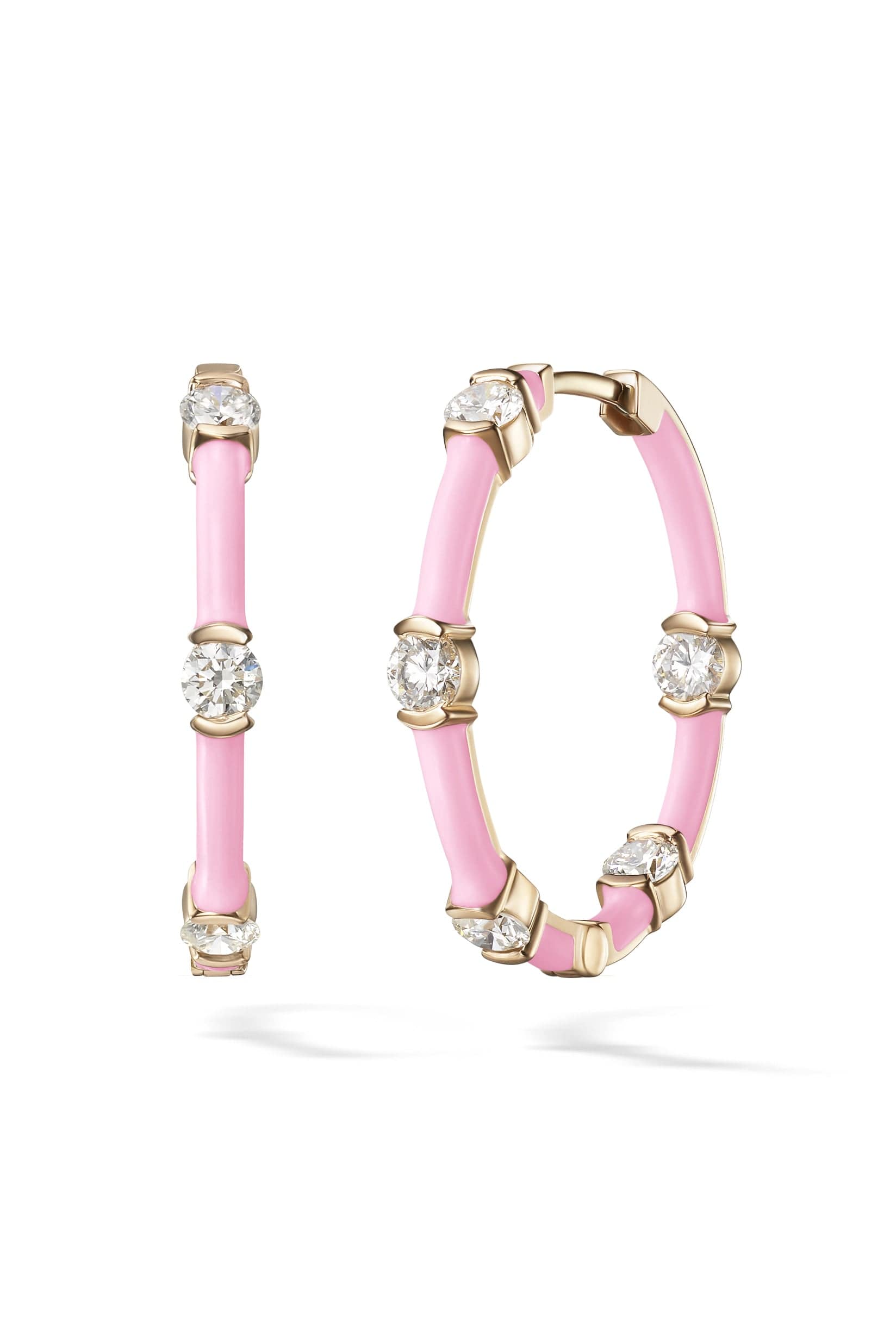MELISSA KAYE-Pastel Pink Zea Hoop Earrings-ROSE GOLD
